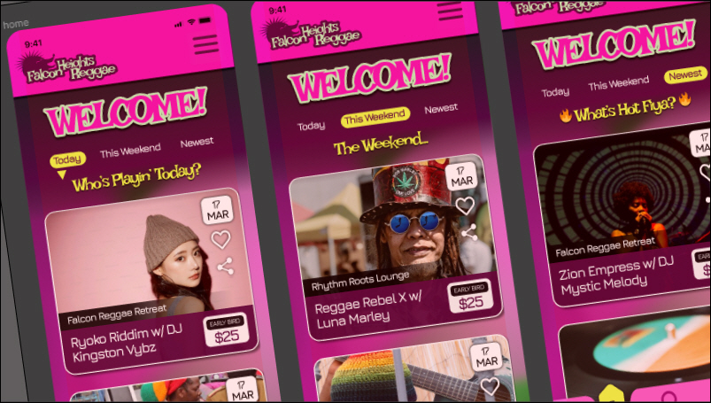 Figma Prototype: Falcon Heights Reggae Mobile App (Case Study) image