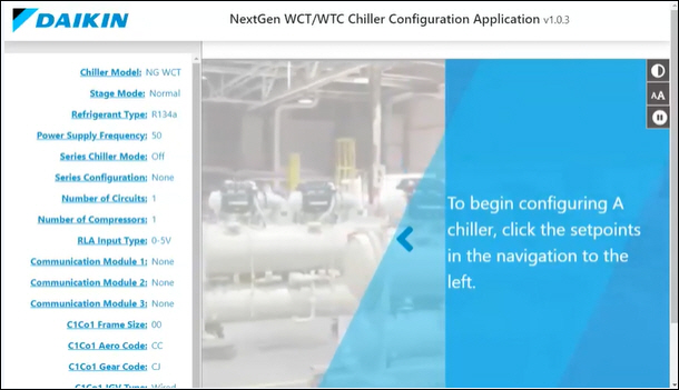Daikin Chiller Configuration Web-App SPA image